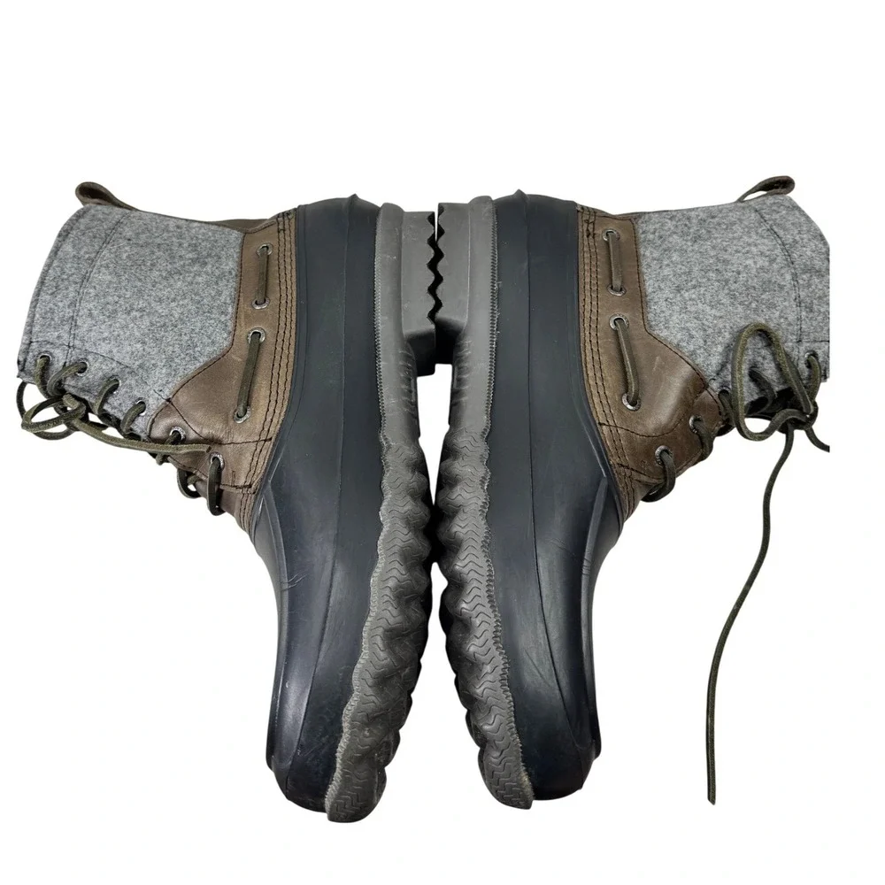 Sperry Avenue Duck Boots Mens 12 Brown Grey Waterproof Wool STS13461 Winter Rain